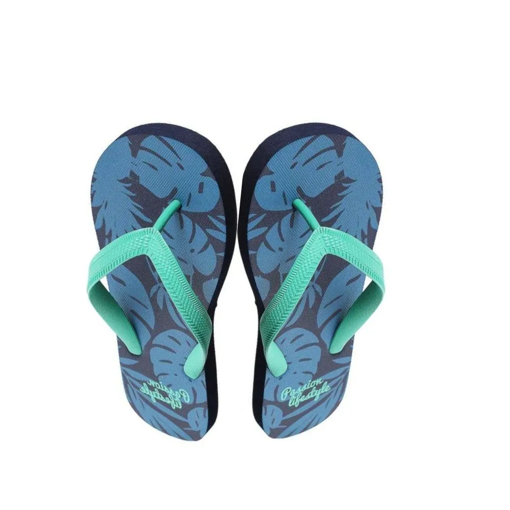 (41-42,Blue & Green) Passion Island Series Men's Flip Flops