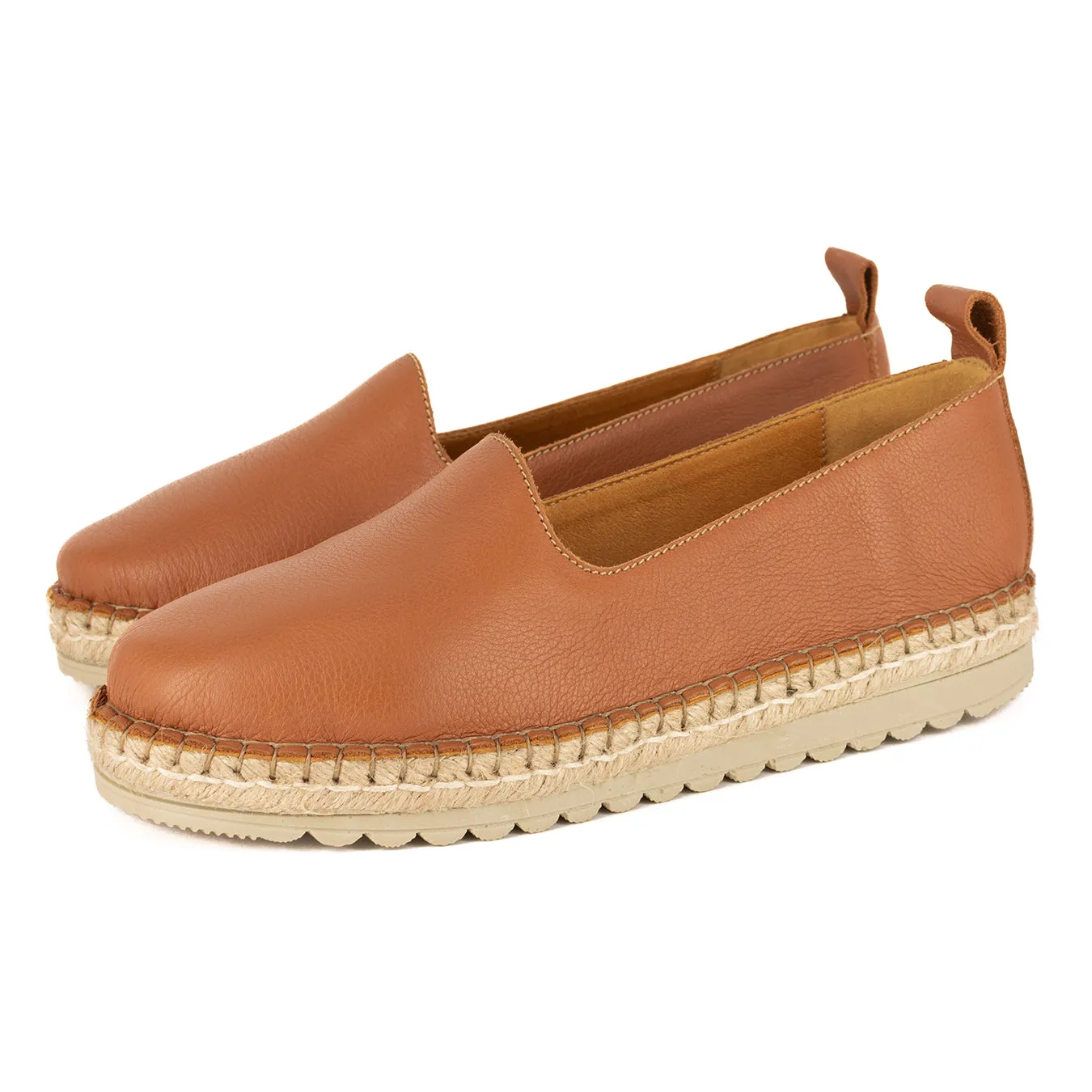 Banjul : Ladies Leather Espadrille in Oak Natan