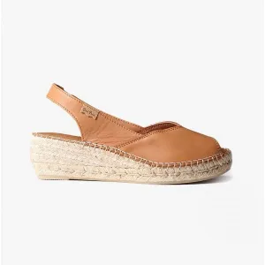 BERNIA Ladies Leather Slingback Espadrilles Tan