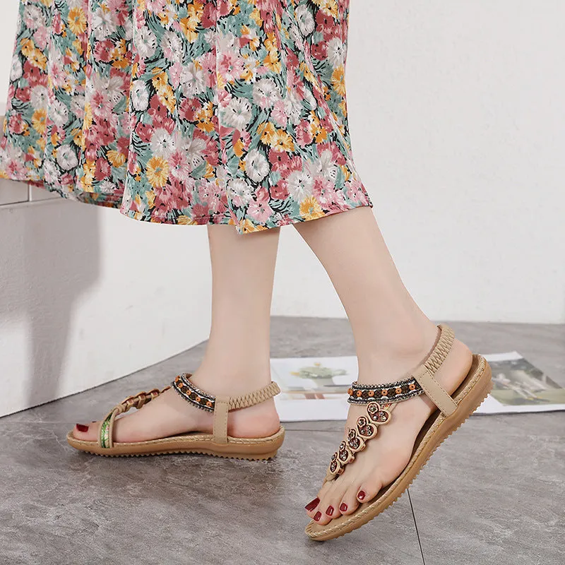 Bohemian Beaded Retro Rrhinestone Toe Sandals