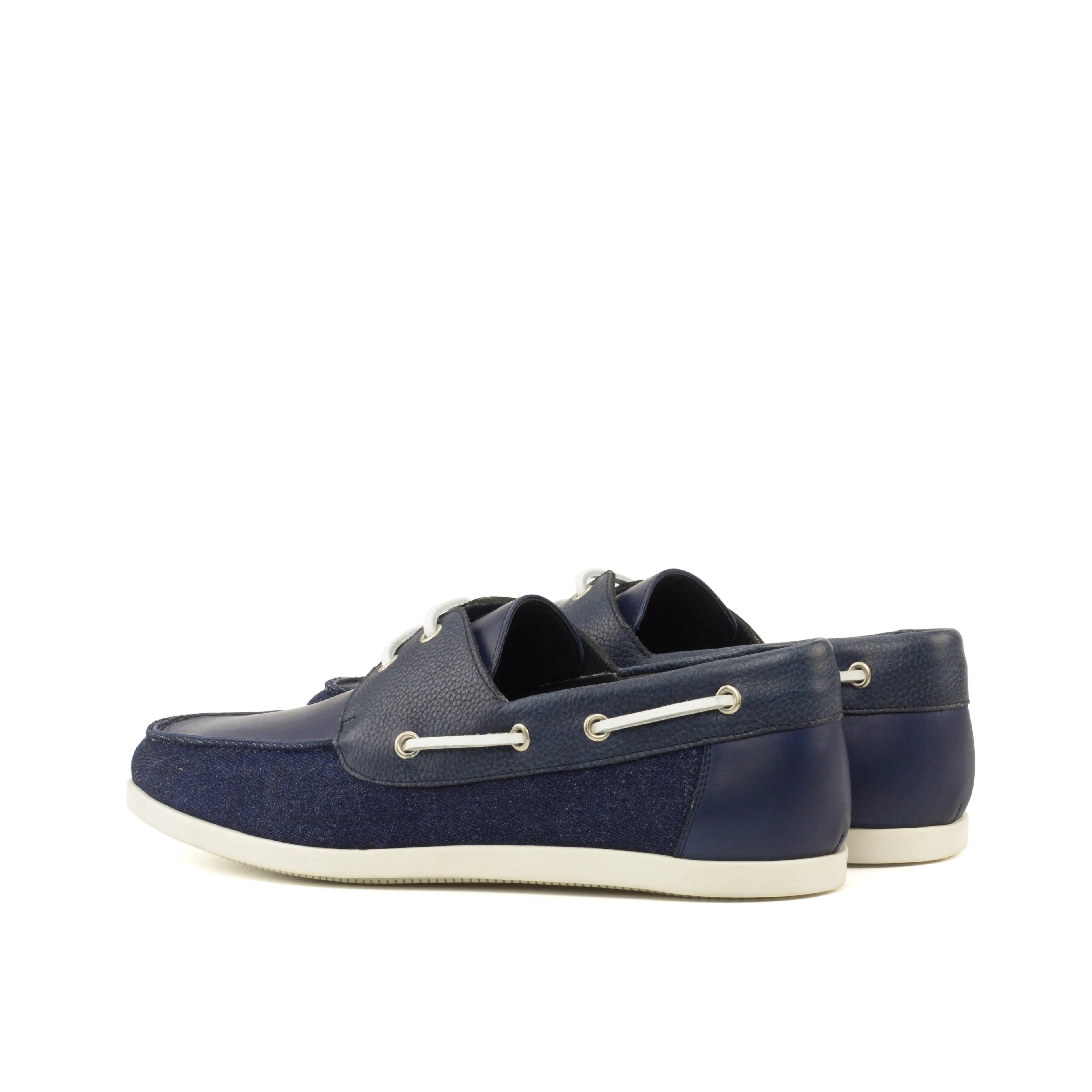 DapperFam Nauticus in Jeans / Navy Men's Sartorial & Italian Full Grain Leather Boat Shoe