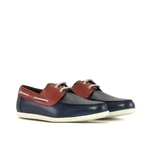 DapperFam Nauticus in Navy / Red Men's Italian Leather Boat Shoe