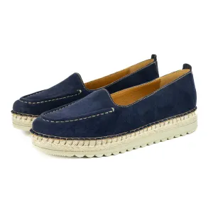 Dodoma : Ladies Leather Espadrille in Navy Velutto