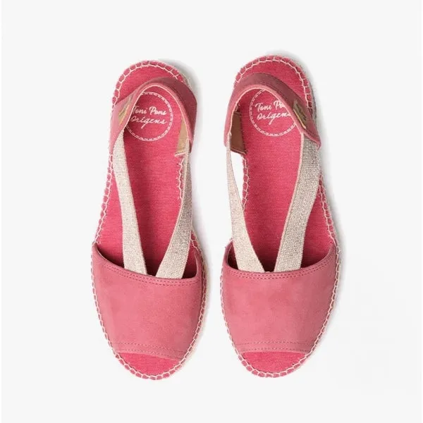 ELLA Ladies Suede Open-Toe Espadrilles Raspberry