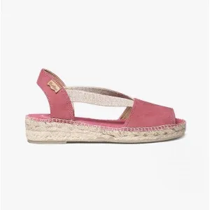 ELLA Ladies Suede Open-Toe Espadrilles Raspberry