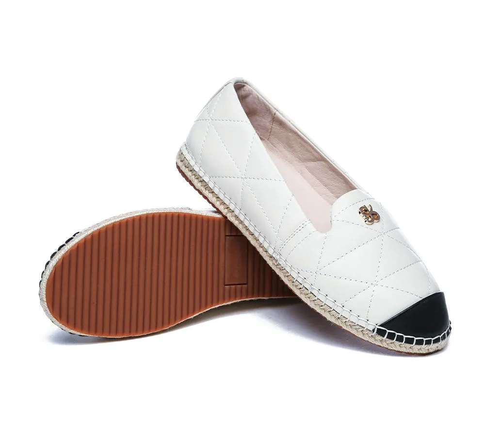 EVERAU® Women Leather Slip-on Flat Espadrilles Evelyn