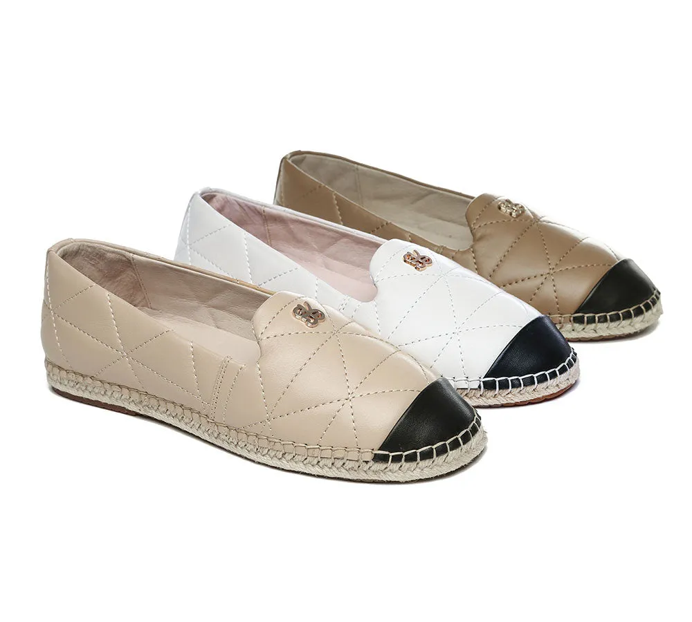 EVERAU® Women Leather Slip-on Flat Espadrilles Evelyn