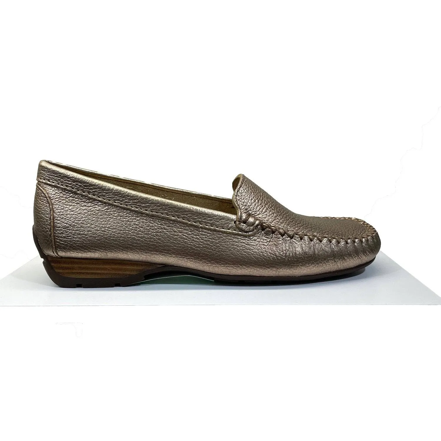 EYS Alice Ladies Gold Leather Loafer Slip On Shoes