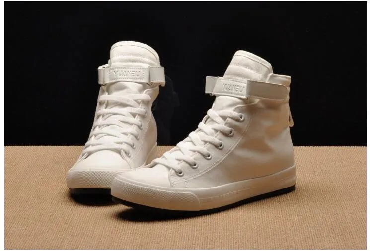 Fashion New Men Light Breathable Canvas Casual All Black white  Red High top Solid Color Sneakers Shoes flats HH-90