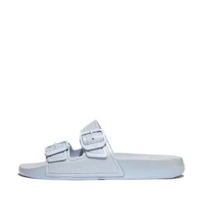 FitFlop iQushion Pearlized Two Bar Buckle Slides Blue