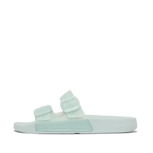 FitFlop iQushion Translucent Two Bar Buckle Slides Blue