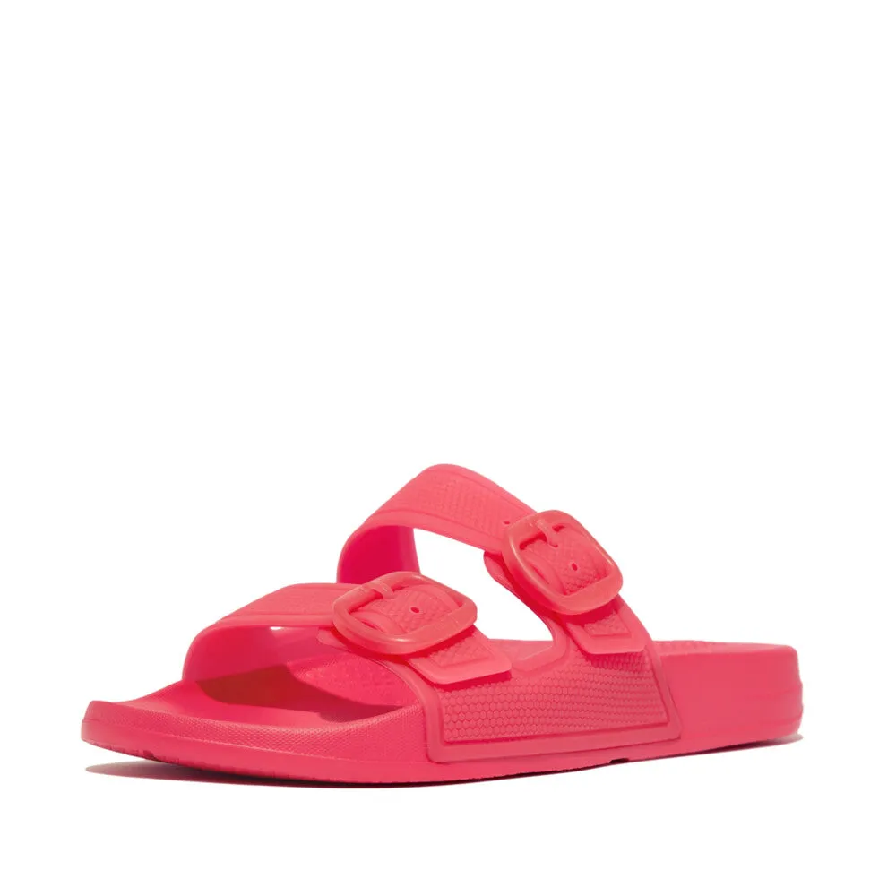 FitFlop iQushion Translucent Two Bar Buckle Slides Pink