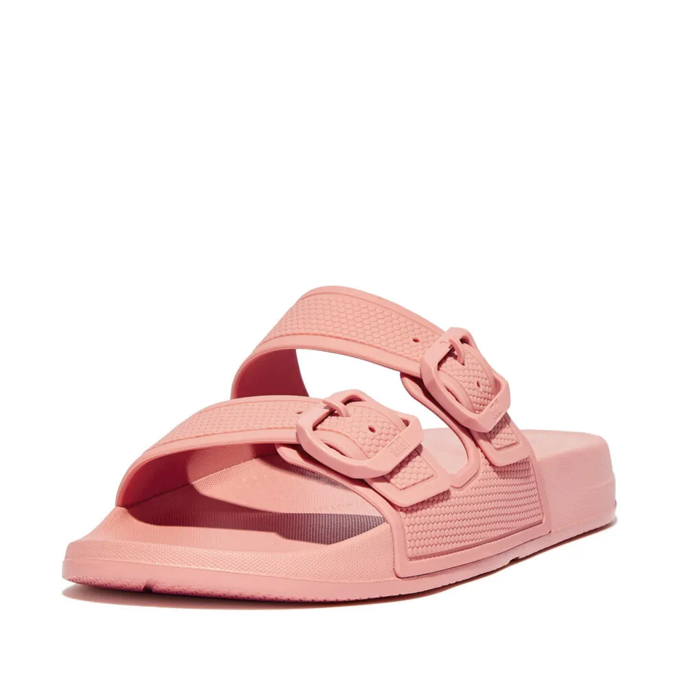 FitFlop iQushion Two Bar Buckle Slides Coral