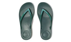 FitFlop Womens Iqushion Ombre Sparkle Flip Flops Deep Teal Mint Blue