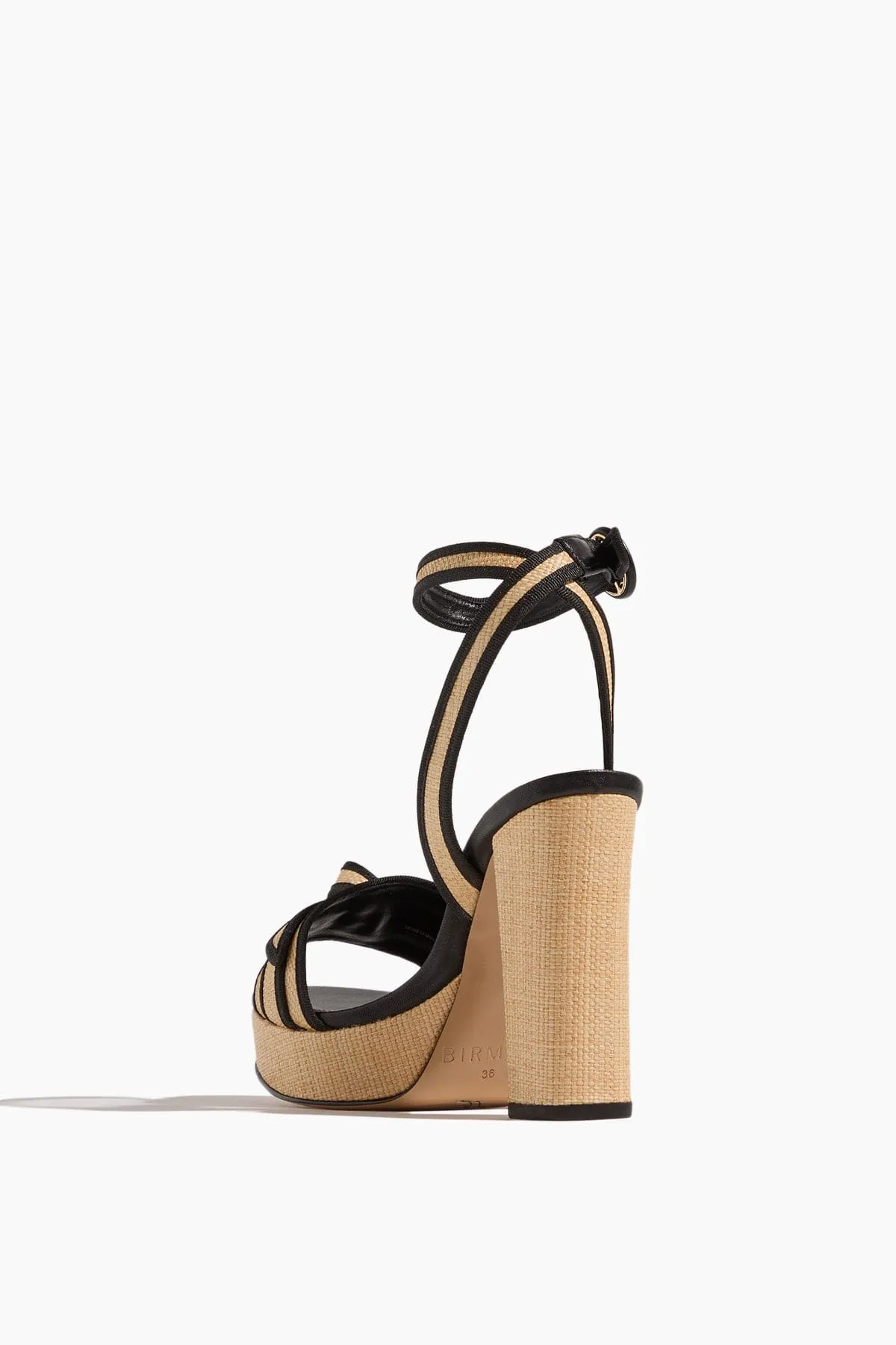 Grosgrain Raffia Platform Sandal in Natural and Black