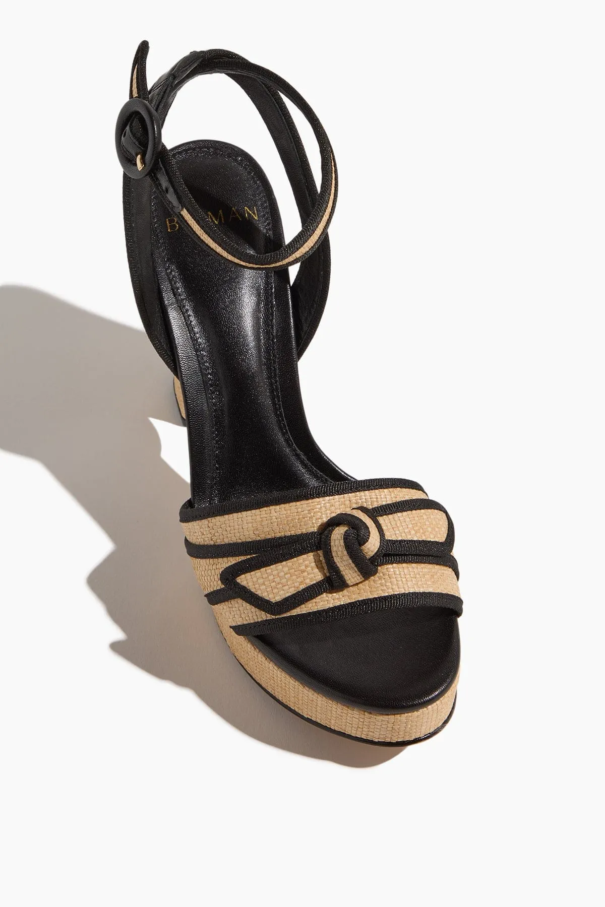 Grosgrain Raffia Platform Sandal in Natural and Black