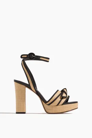 Grosgrain Raffia Platform Sandal in Natural and Black