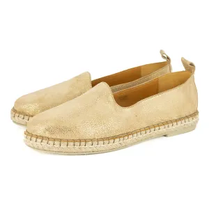 Indzima : Ladies Leather Espadrille Shoe in Glitter Metallic