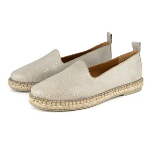 Indzima : Ladies Leather Espadrille Shoe in Stone Brillo