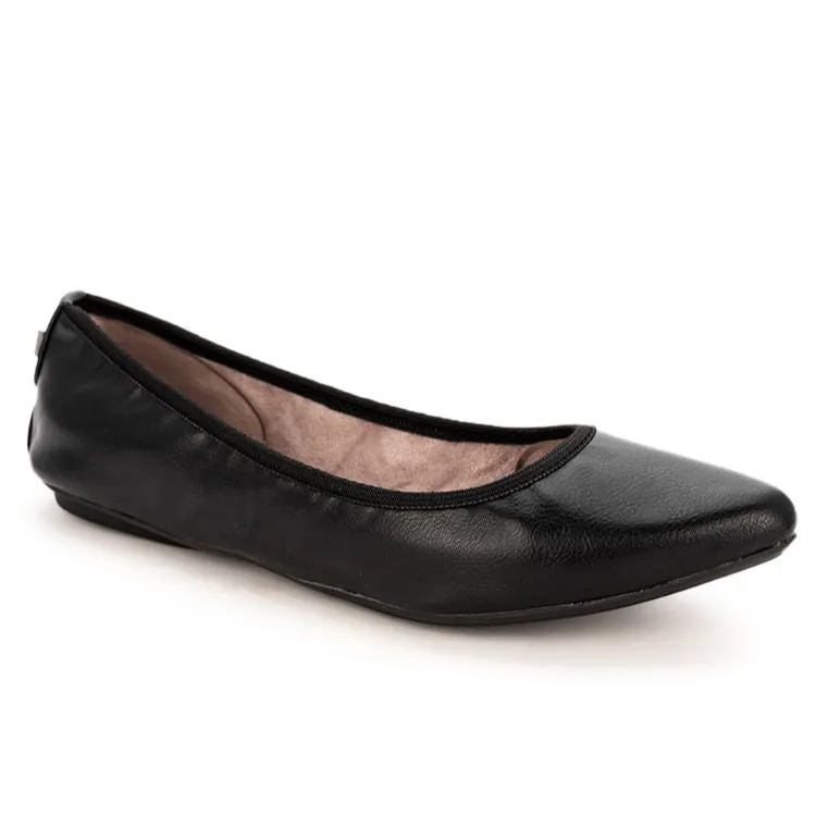 JANEY Ballet Flat Shoes - Black Tumble Nappa