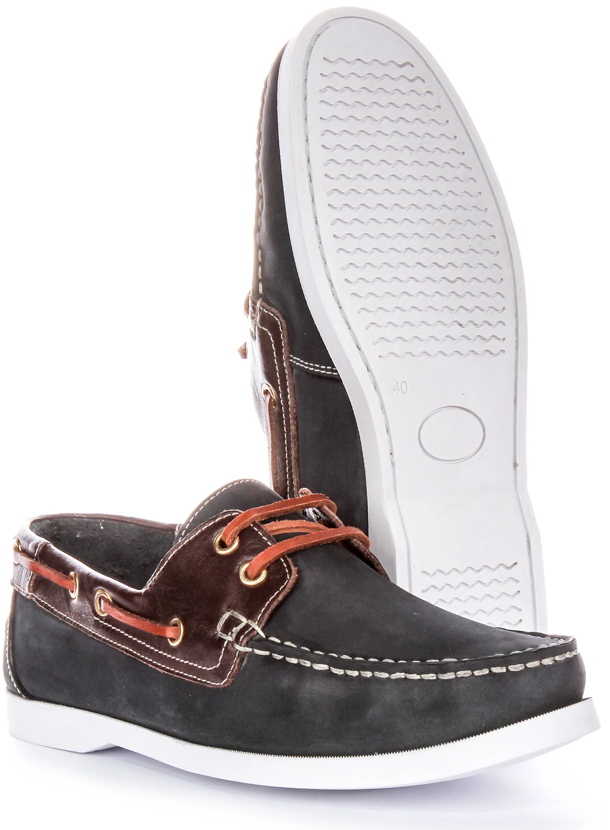 Justinreess England Bay In Navy Brown For Men