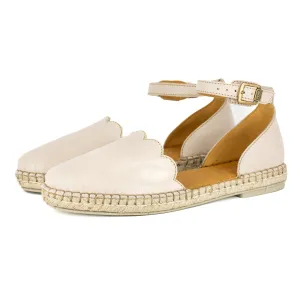 Kwamoka : Ladies Leather Espadrille Shoe in Cream Cayak