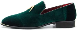 Men's Green Velvet Slip-On Dress Penny Loafer