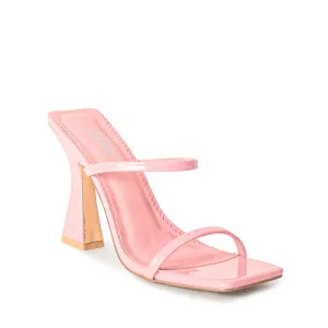 MICHAELA-1 SQUARED STRAPPY TRAPEZOID HIGH HEELS - PINK