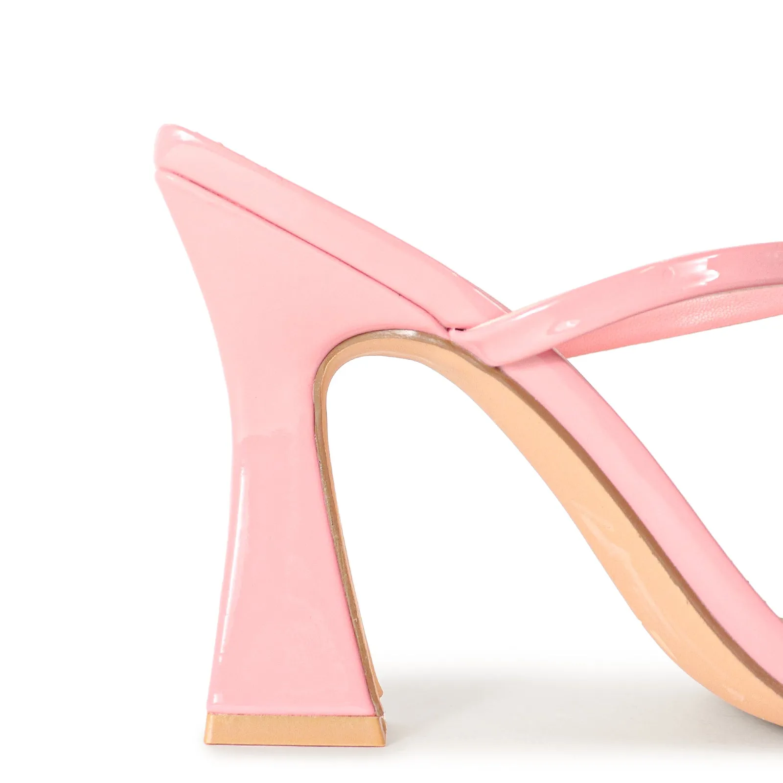 MICHAELA-1 SQUARED STRAPPY TRAPEZOID HIGH HEELS - PINK