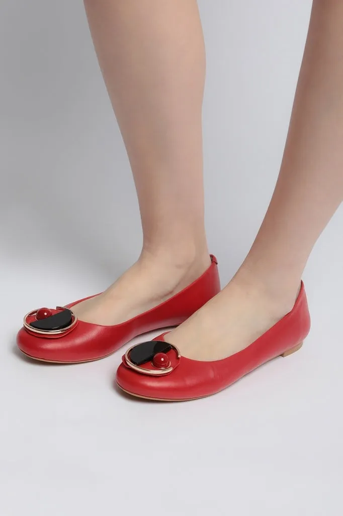 Modern Geometric Ballet Flats - Red