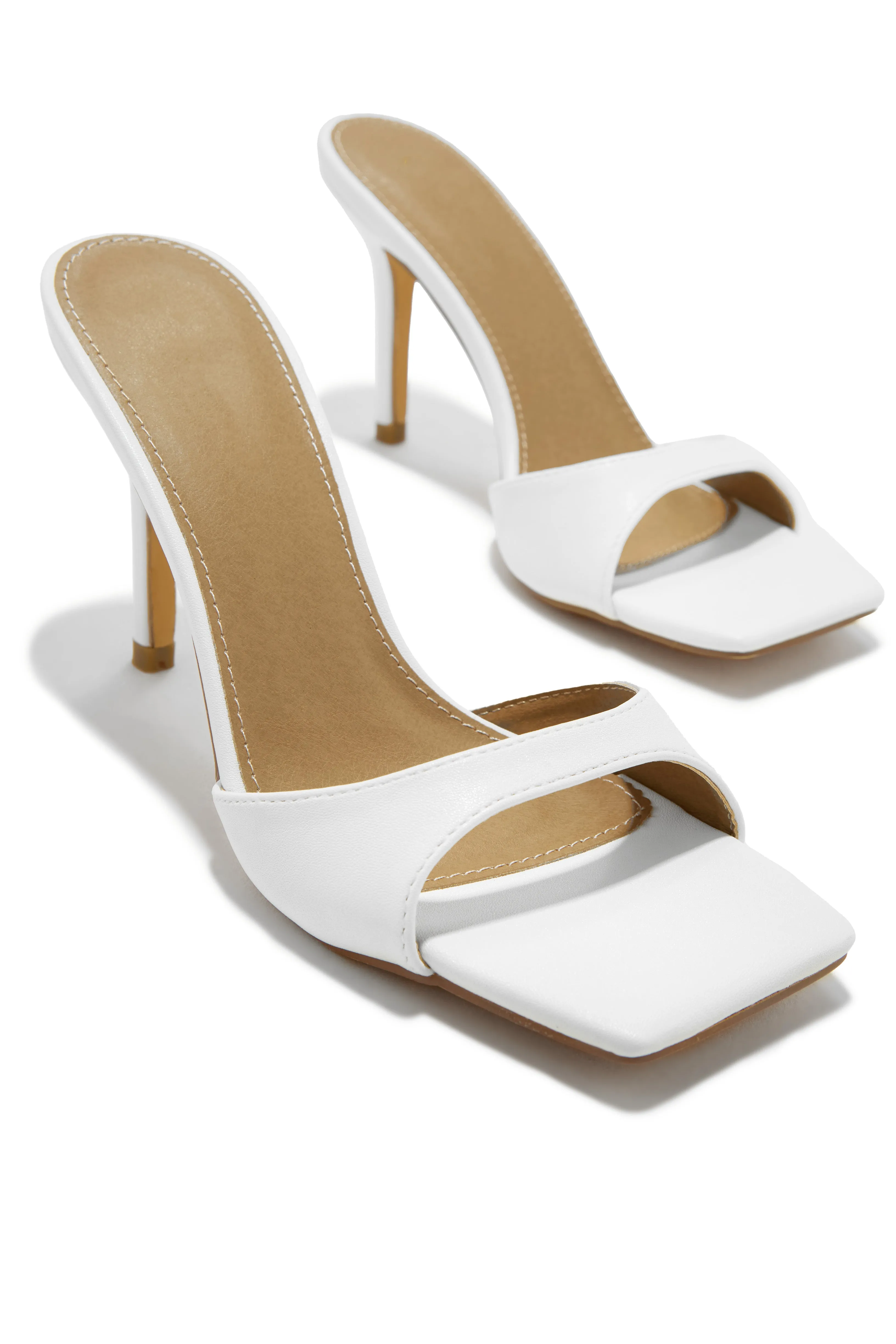 Nellie Mid Heel Mules - White