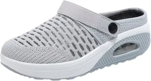 NEW Retails $50 Women Platform Trendy Mule Sporty Casual Breathable Women's Fashion Sneakers Women Tennis Shoe Slip On Low Top Shoes, Grey, Sz 10