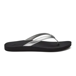 Olukai Women's Puawe Flip Flop - Silver/Black 20498-2K40