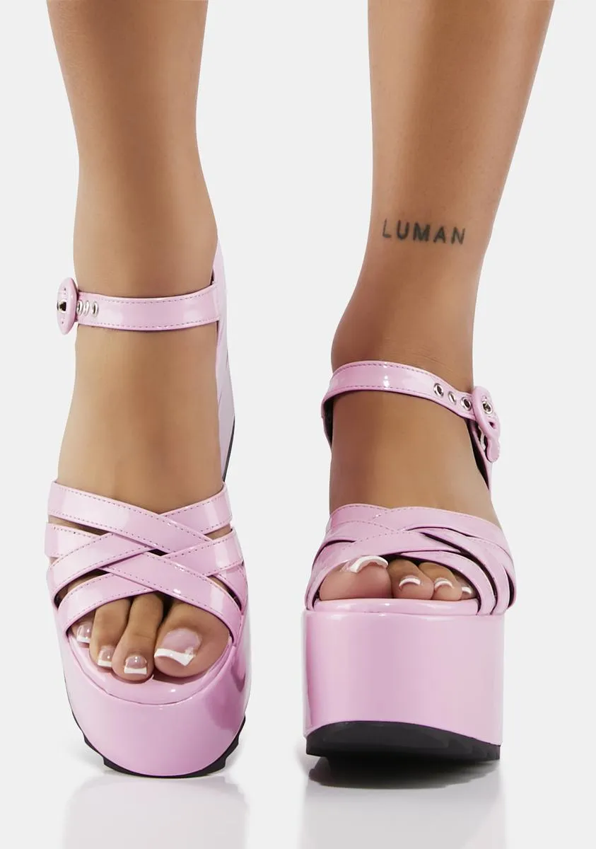 Pink Patent Platform Sandals