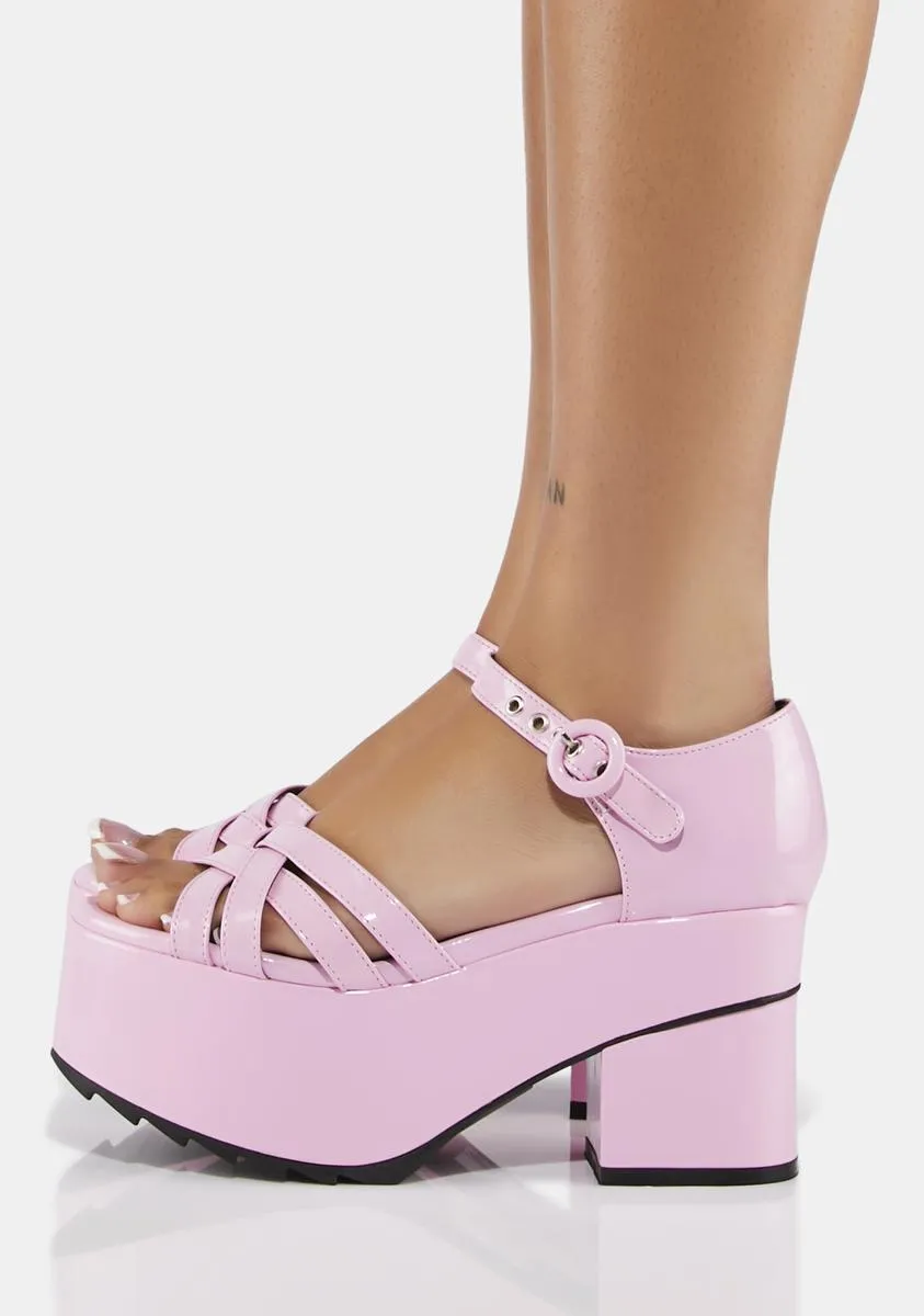 Pink Patent Platform Sandals