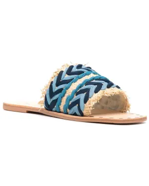 Raffia and Chiffon Sandal in Blue