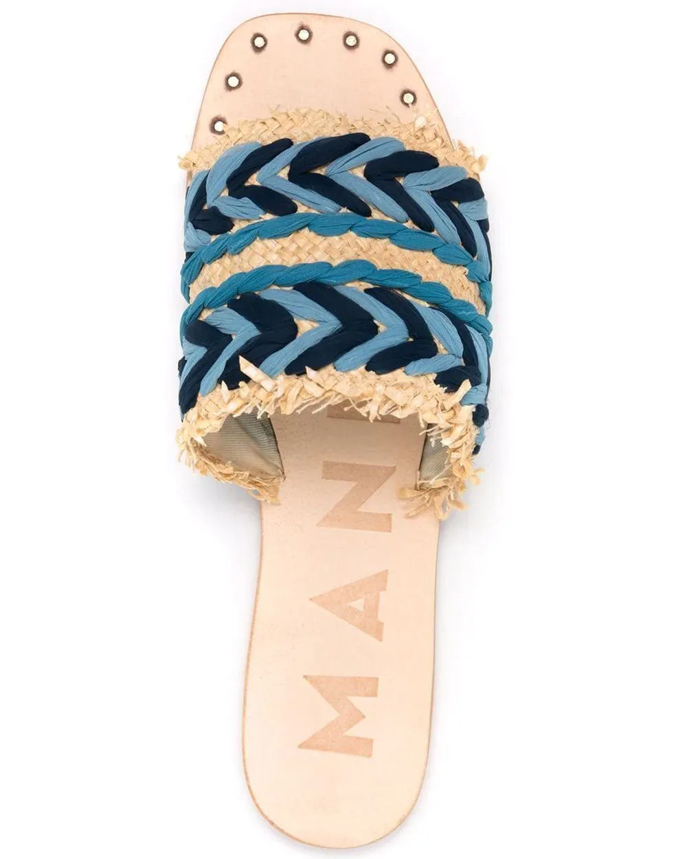 Raffia and Chiffon Sandal in Blue