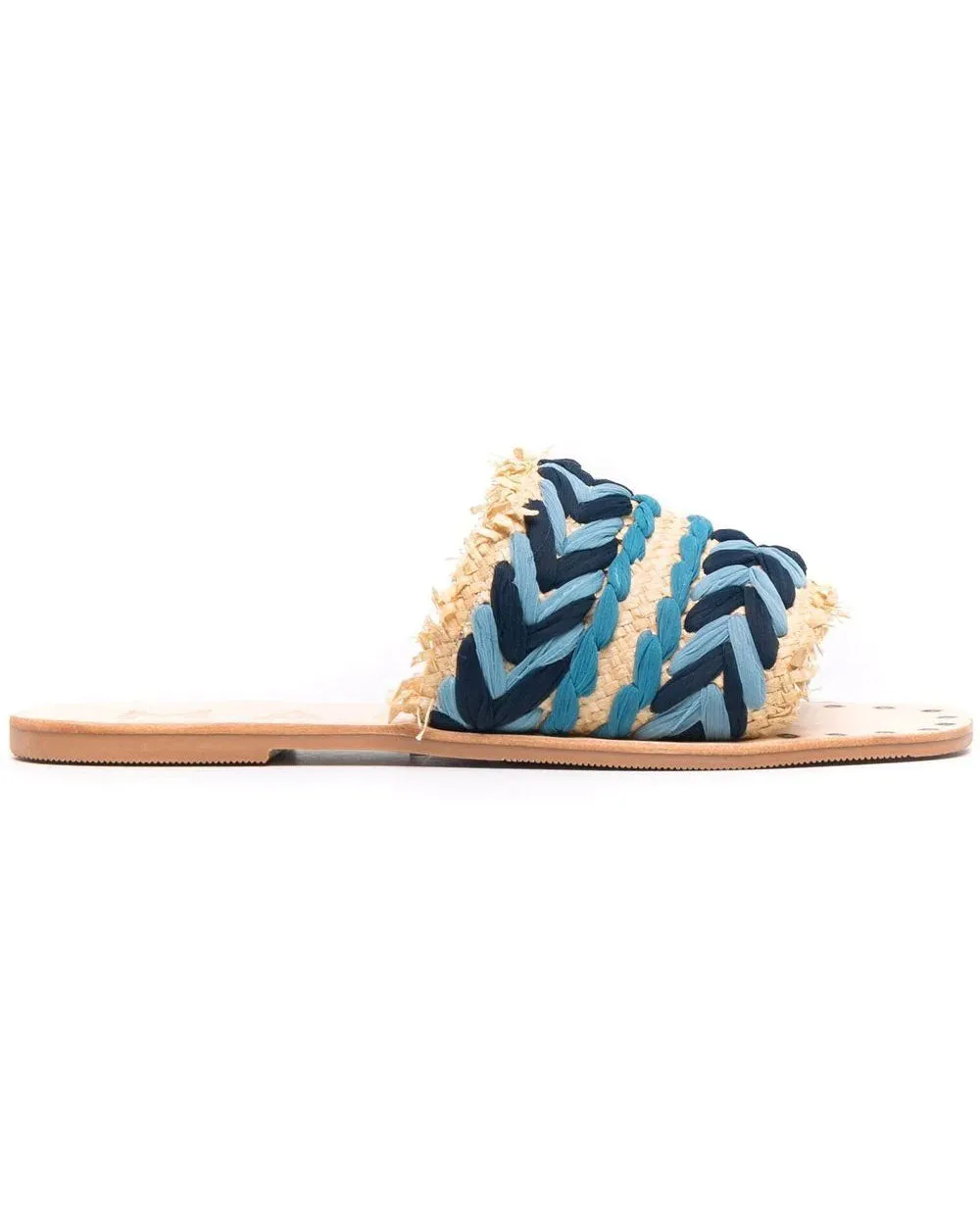 Raffia and Chiffon Sandal in Blue