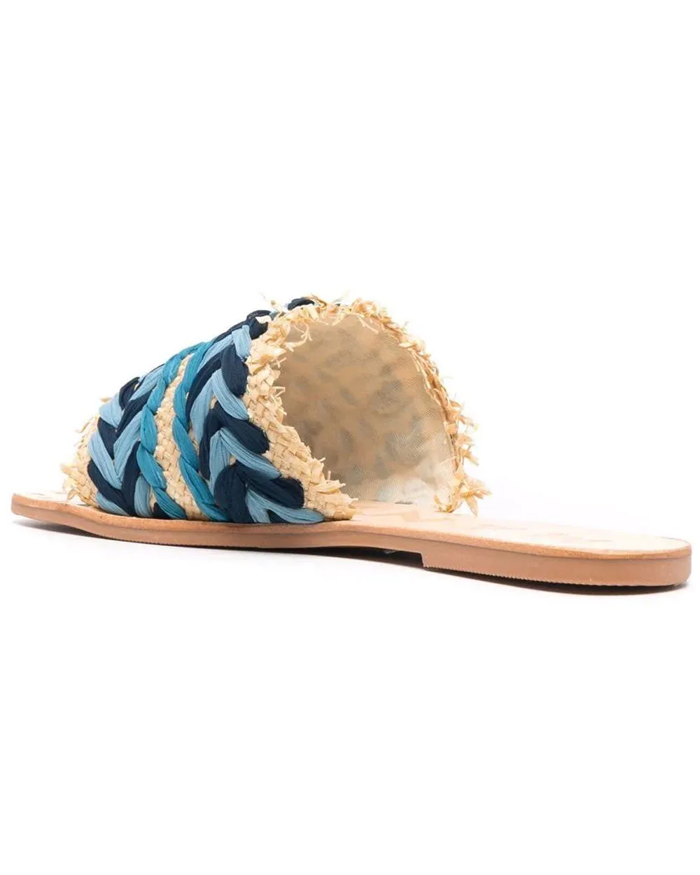 Raffia and Chiffon Sandal in Blue