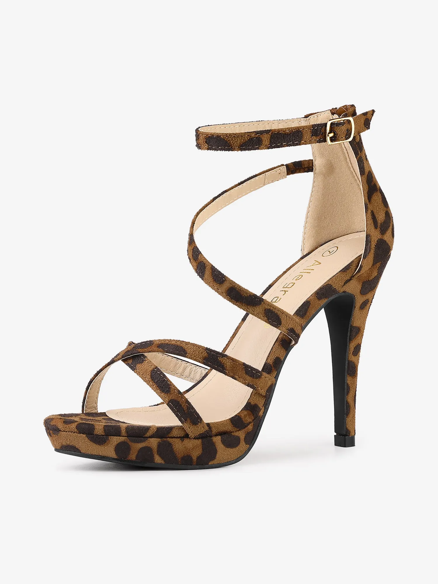 Round Toe Strappy Platform Stiletto Heel Sandals