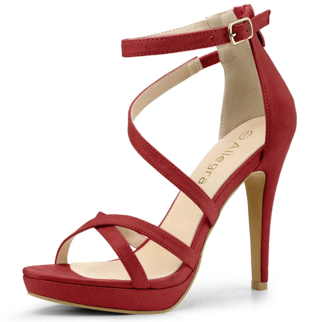 Round Toe Strappy Platform Stiletto Heel Sandals