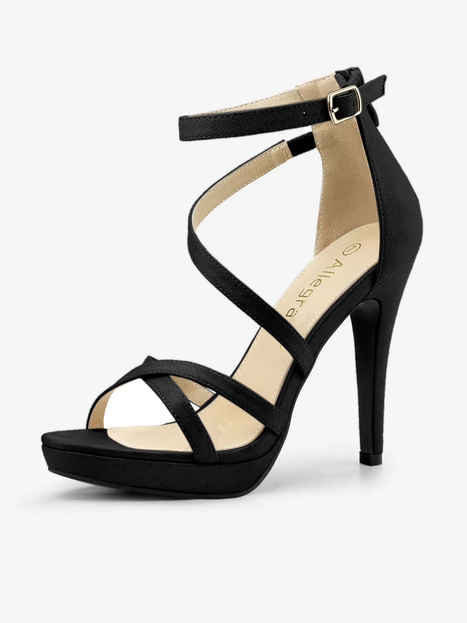 Round Toe Strappy Platform Stiletto Heel Sandals