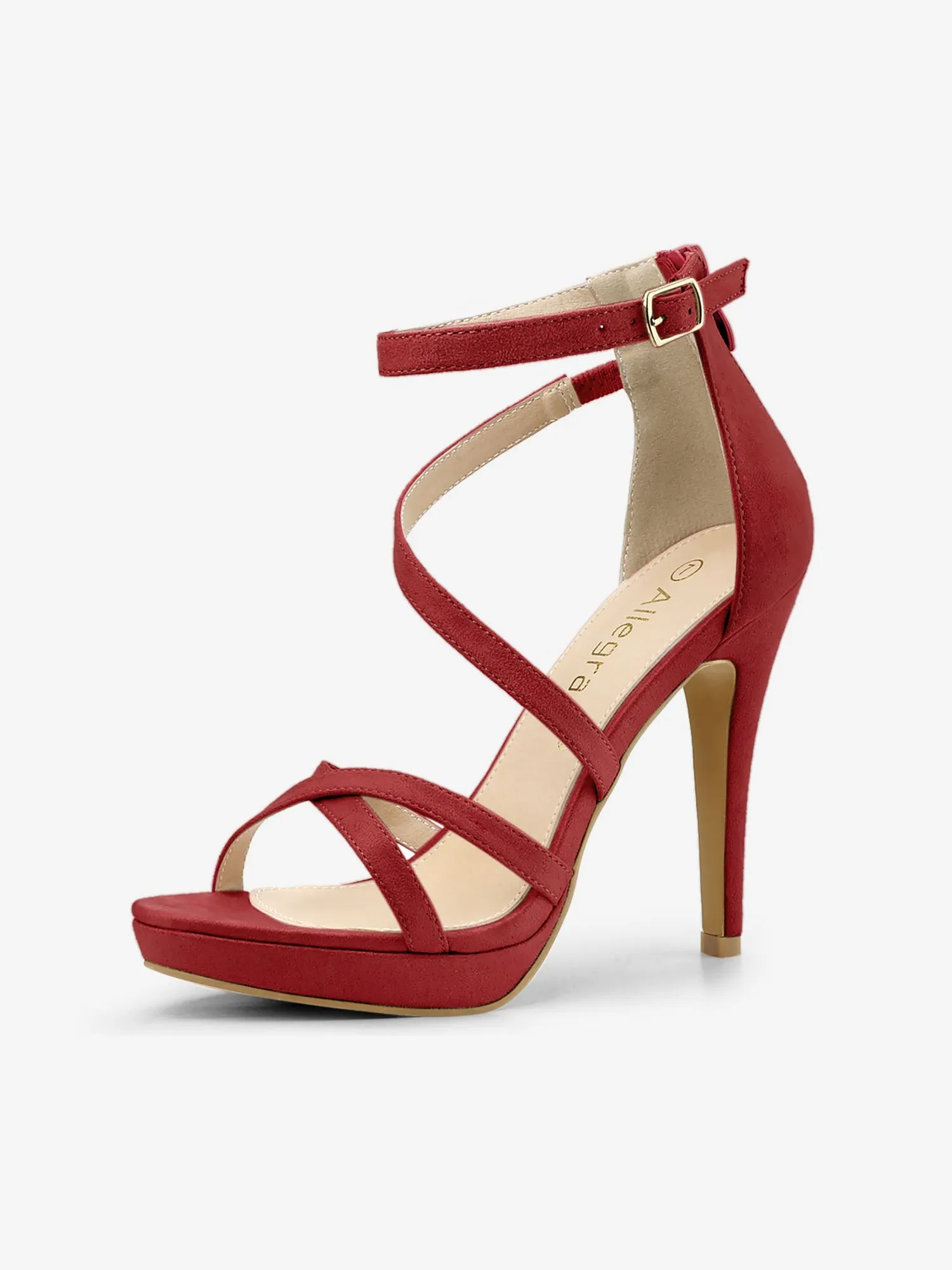 Round Toe Strappy Platform Stiletto Heel Sandals