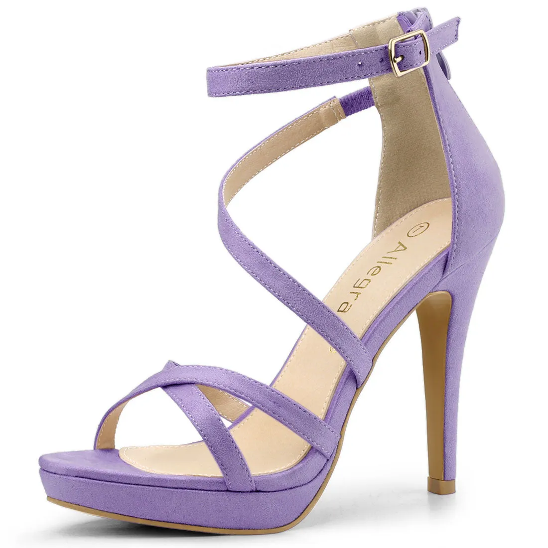 Round Toe Strappy Platform Stiletto Heel Sandals