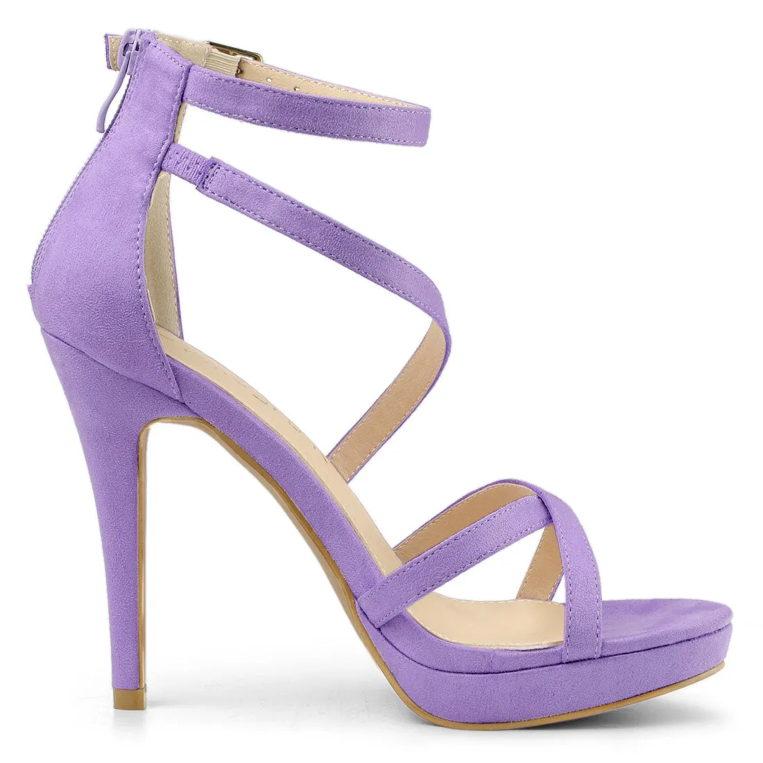 Round Toe Strappy Platform Stiletto Heel Sandals