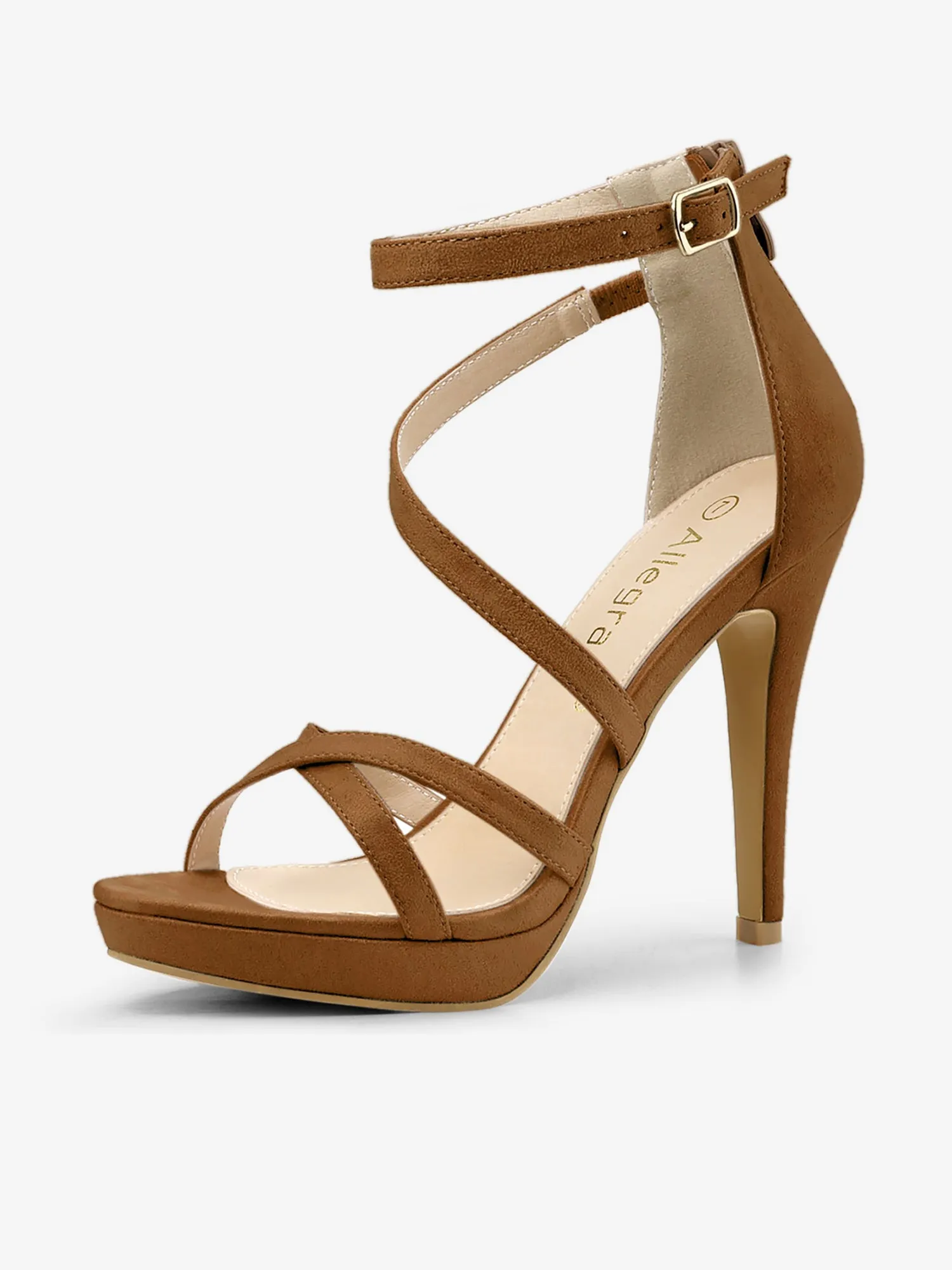 Round Toe Strappy Platform Stiletto Heel Sandals