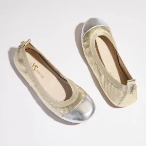 Samantha Foldable Ballet Flat in Gold & Silver