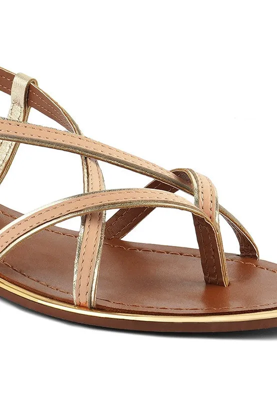 Sole Mates Leather Strappy Flat Thong Sandals