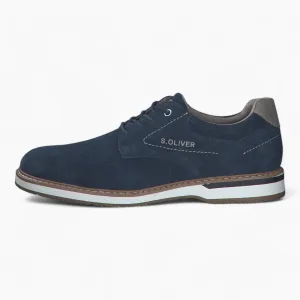 S.Oliver Men's Navy Nubuck Lace-Up Shoes with Soft Foam Insole