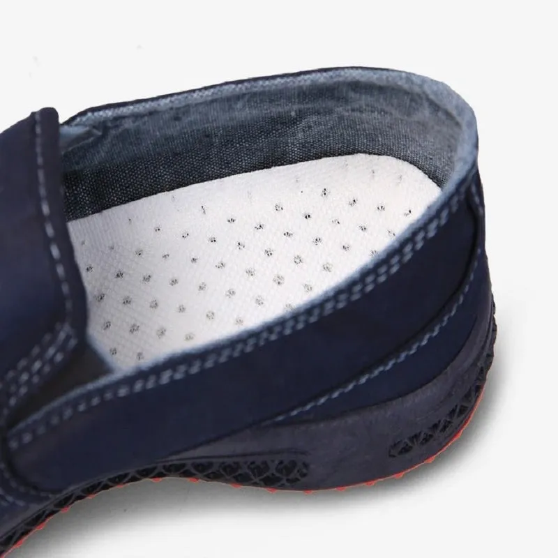 Summer Old Cloth Men's Shoes. Casual, Breathable, Washed Denim, Canvas Shoes. Slip On